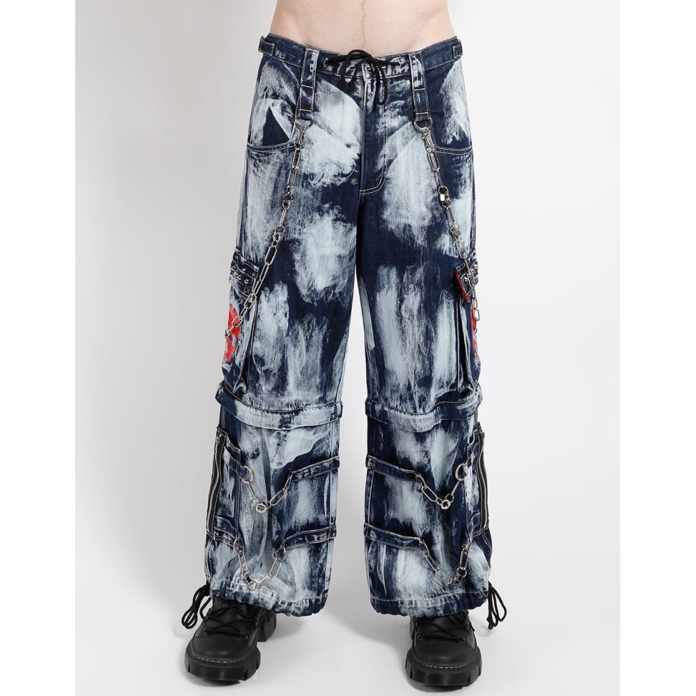 Tripp NYC - Skull Indigo Denim Storm Wash Wijde broek - Zwart